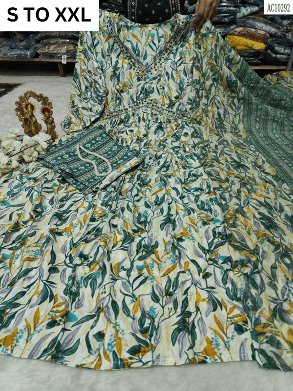 HEAVY ALIACUT KURTA PANT DUPATTA S TO XXL - DESIGN 17 - VASTRA COLLECTION