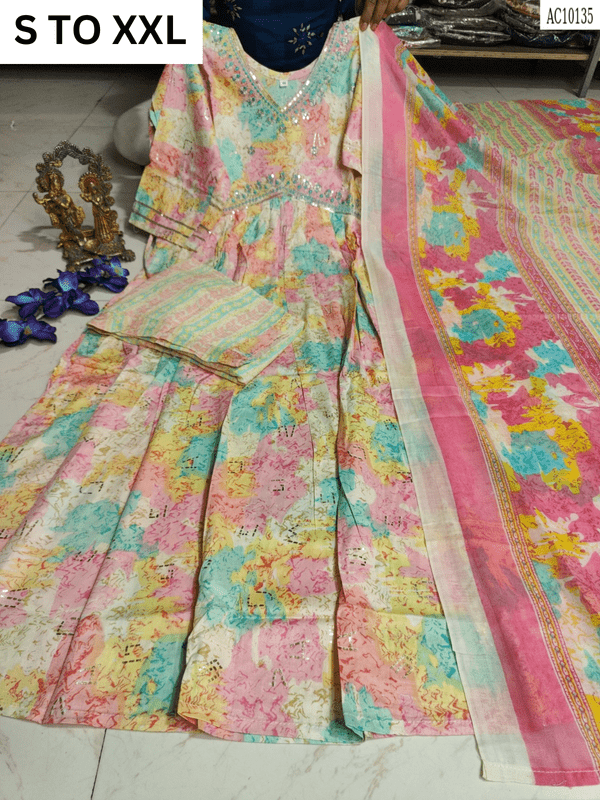 HEAVY ALIACUT KURTA PANT DUPATTA S TO XXL - DESIGN 46 - VASTRA COLLECTION