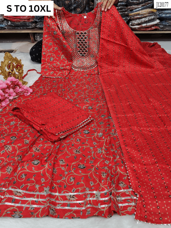 HEAVY ANARKALI KURTA PANT DUPATTA S TO 10XL - DESIGN 14 - VASTRA COLLECTION