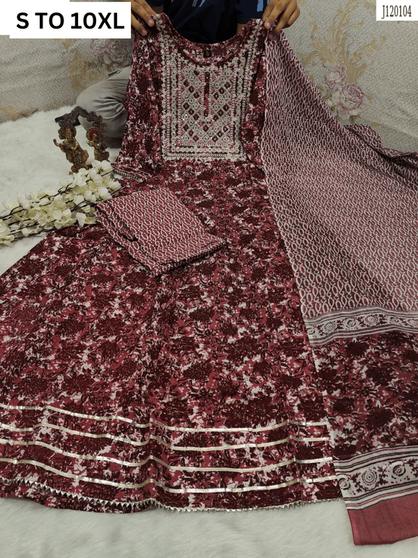 HEAVY ANARKALI KURTA PANT DUPATTA S TO 10XL - DESIGN 15 - VASTRA COLLECTION