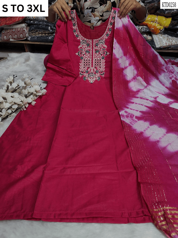 HEAVY MUSLIN COTTON SOFT KURTA DUPATTA S TO 3XL - DESIGN 28 - VASTRA COLLECTION