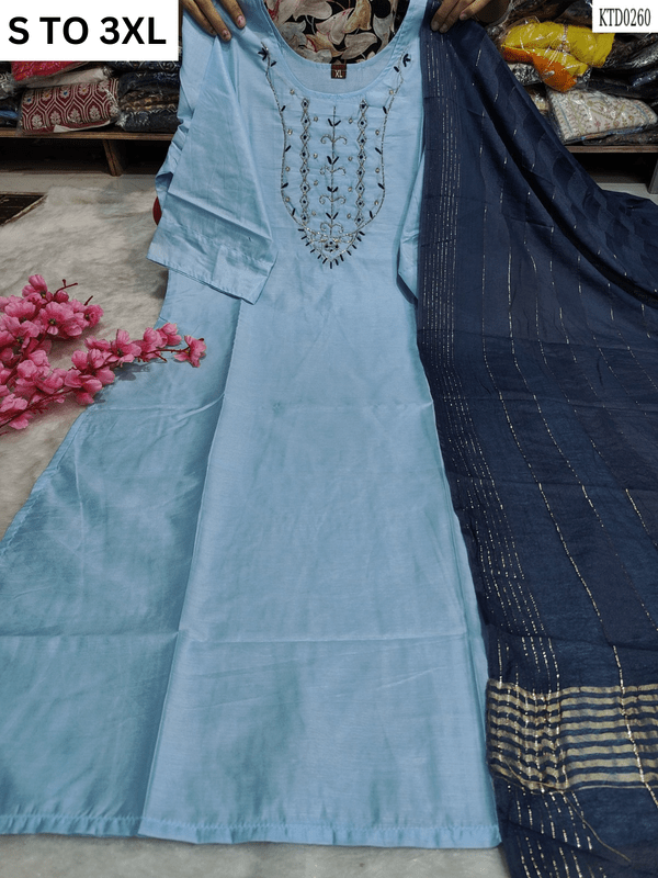 HEAVY MUSLIN COTTON SOFT KURTA DUPATTA S TO 3XL - DESIGN 29 - VASTRA COLLECTION