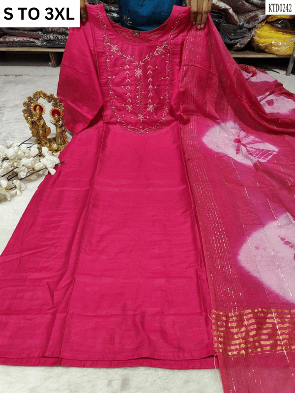 HEAVY MUSLIN COTTON SOFT KURTA DUPATTA S TO 3XL - DESIGN 32 - VASTRA COLLECTION