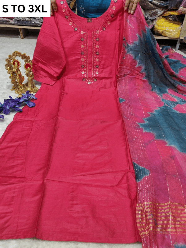 HEAVY MUSLIN COTTON SOFT KURTA DUPATTA S TO 3XL - DESIGN 48 - VASTRA COLLECTION