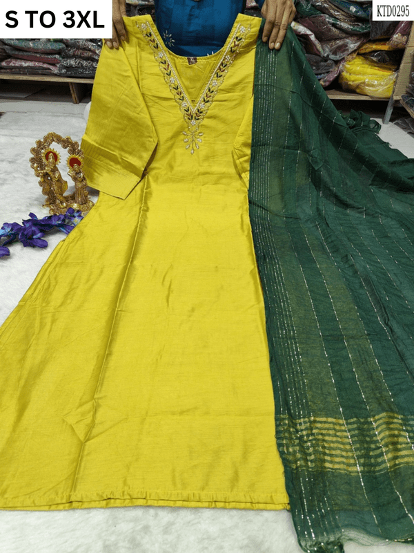 HEAVY MUSLIN COTTON SOFT KURTA DUPATTA S TO 3XL - DESIGN 5 - VASTRA COLLECTION