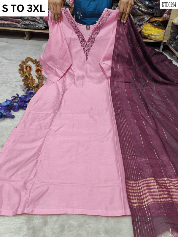 HEAVY MUSLIN COTTON SOFT KURTA DUPATTA S TO 3XL - DESIGN 6 - VASTRA COLLECTION