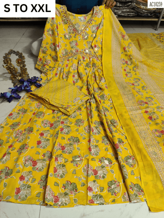 HEAVY ALIACUT KURTA PANT DUPATTA S TO XXL - DESIGN 10 - VASTRA COLLECTION