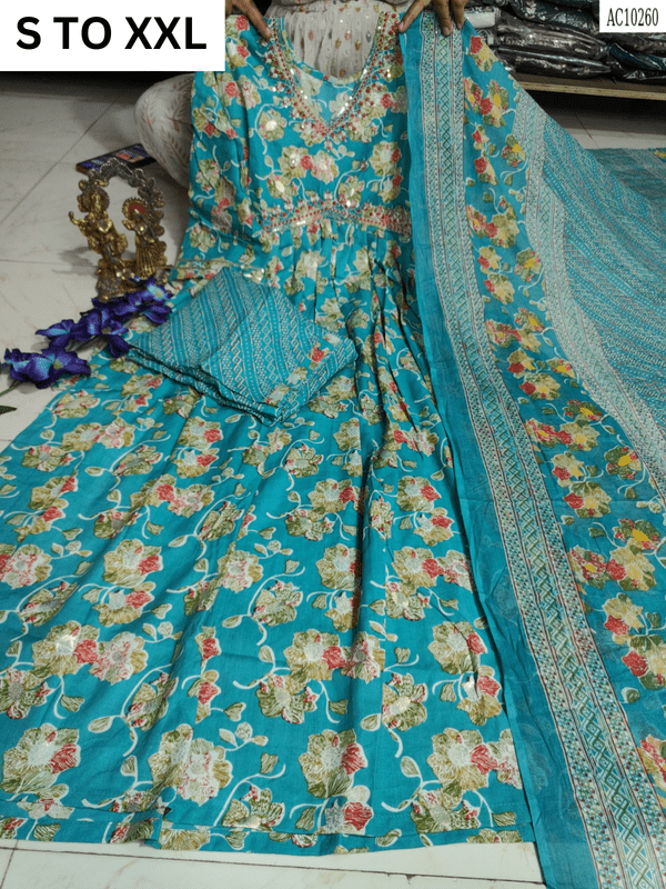 HEAVY ALIACUT KURTA PANT DUPATTA S TO XXL - DESIGN 13 - VASTRA COLLECTION