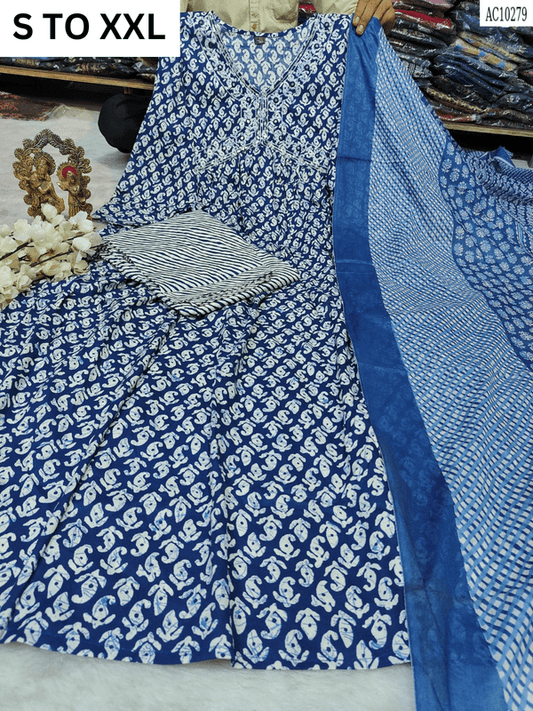 HEAVY ALIACUT KURTA PANT DUPATTA S TO XXL - DESIGN 14 - VASTRA COLLECTION