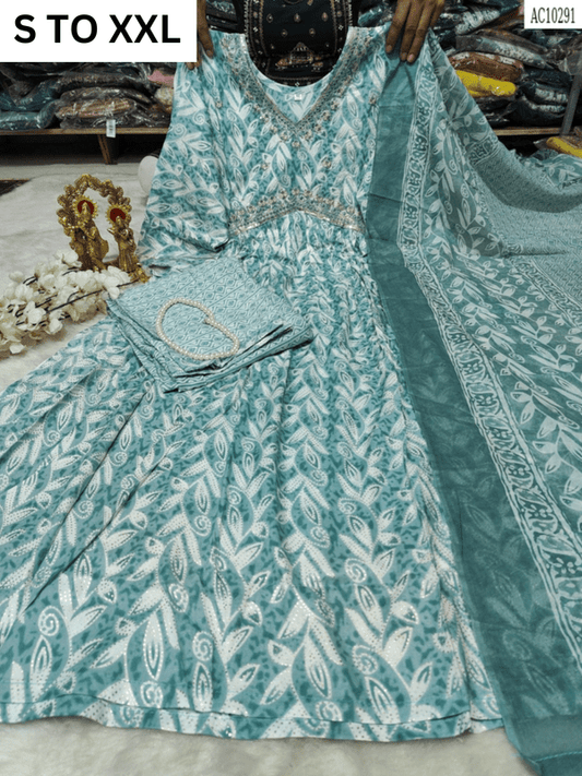 HEAVY ALIACUT KURTA PANT DUPATTA S TO XXL - DESIGN 15 - VASTRA COLLECTION