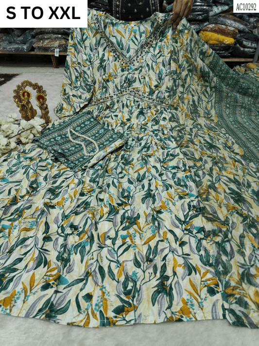 HEAVY ALIACUT KURTA PANT DUPATTA S TO XXL - DESIGN 17 - VASTRA COLLECTION