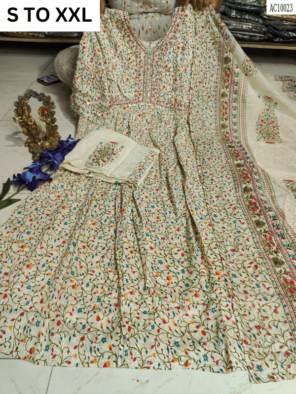 HEAVY ALIACUT KURTA PANT DUPATTA S TO XXL - DESIGN 2 - VASTRA COLLECTION