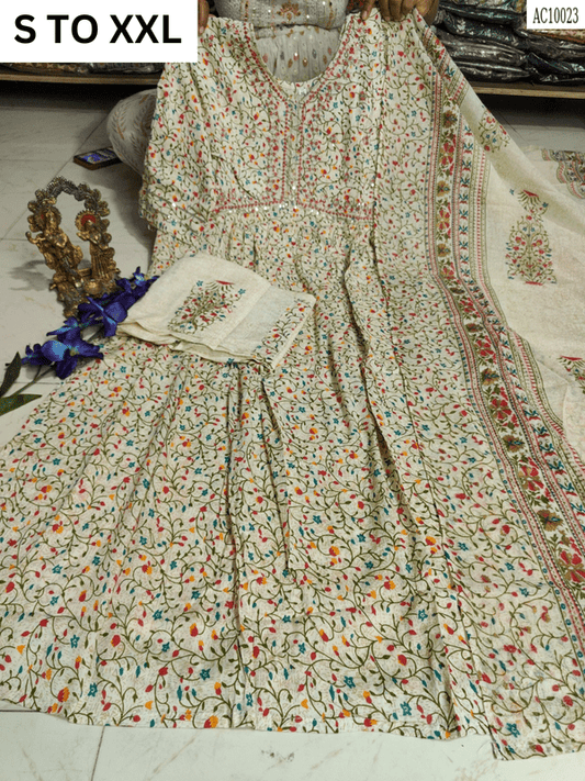 HEAVY ALIACUT KURTA PANT DUPATTA S TO XXL - DESIGN 2 - VASTRA COLLECTION