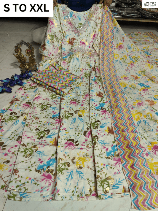 HEAVY ALIACUT KURTA PANT DUPATTA S TO XXL - DESIGN 3 - VASTRA COLLECTION