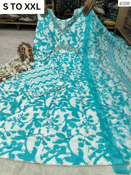 HEAVY ALIACUT KURTA PANT DUPATTA S TO XXL - DESIGN 4 - VASTRA COLLECTION