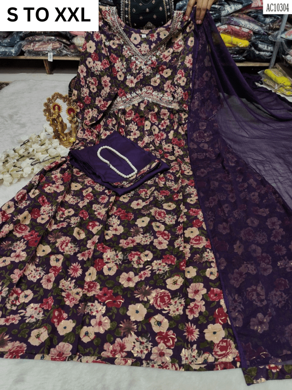 HEAVY ALIACUT KURTA PANT DUPATTA S TO XXL - DESIGN 40 - VASTRA COLLECTION