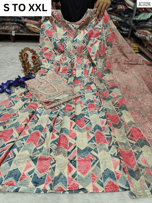 HEAVY ALIACUT KURTA PANT DUPATTA S TO XXL - DESIGN 43 - VASTRA COLLECTION