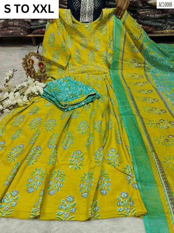 HEAVY ALIACUT KURTA PANT DUPATTA S TO XXL - DESIGN 44 - VASTRA COLLECTION