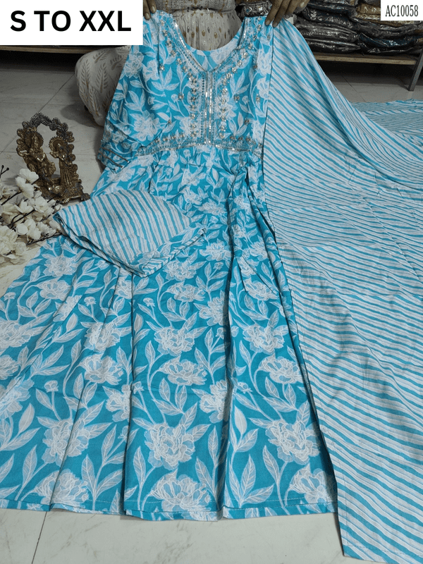 HEAVY ALIACUT KURTA PANT DUPATTA S TO XXL - DESIGN 51 - VASTRA COLLECTION