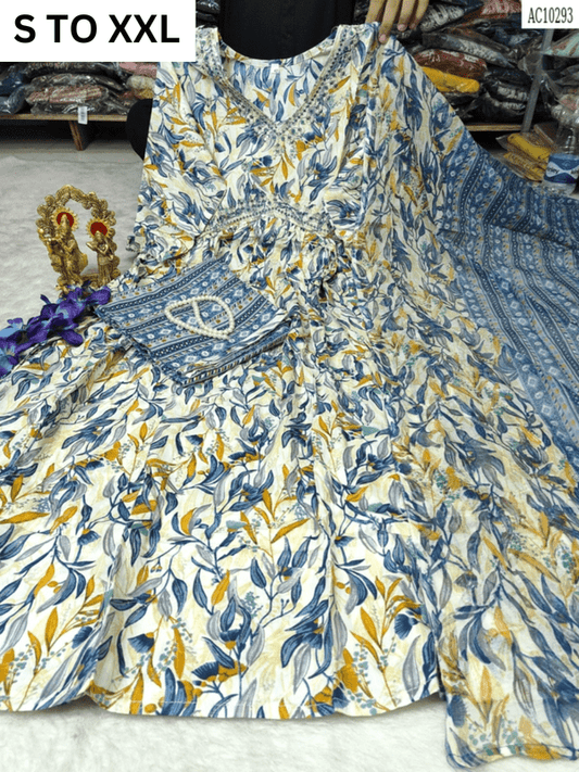 HEAVY ALIACUT KURTA PANT DUPATTA S TO XXL - DESIGN 57 - VASTRA COLLECTION