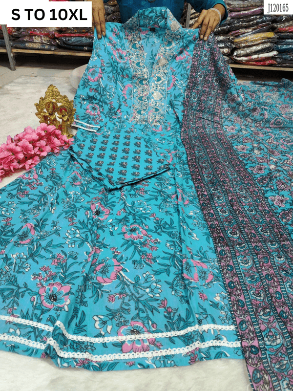 HEAVY ANARKALI KURTA PANT DUPATTA S TO 10XL - DESIGN 10 - VASTRA COLLECTION