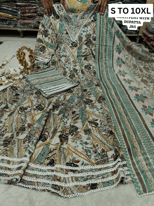 HEAVY ANARKALI KURTA PANT DUPATTA S TO 10XL - DESIGN 11 - VASTRA COLLECTION