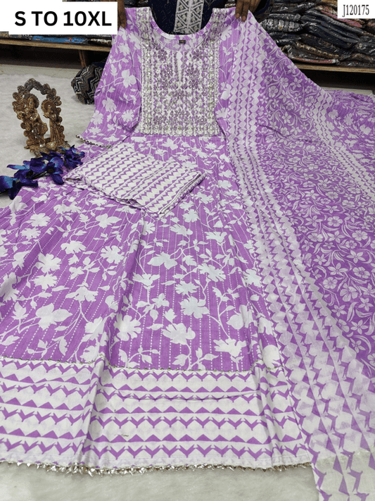 HEAVY ANARKALI KURTA PANT DUPATTA S TO 10XL - DESIGN 13 - VASTRA COLLECTION