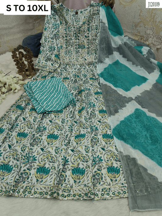 HEAVY ANARKALI KURTA PANT DUPATTA S TO 10XL - DESIGN 16 - VASTRA COLLECTION