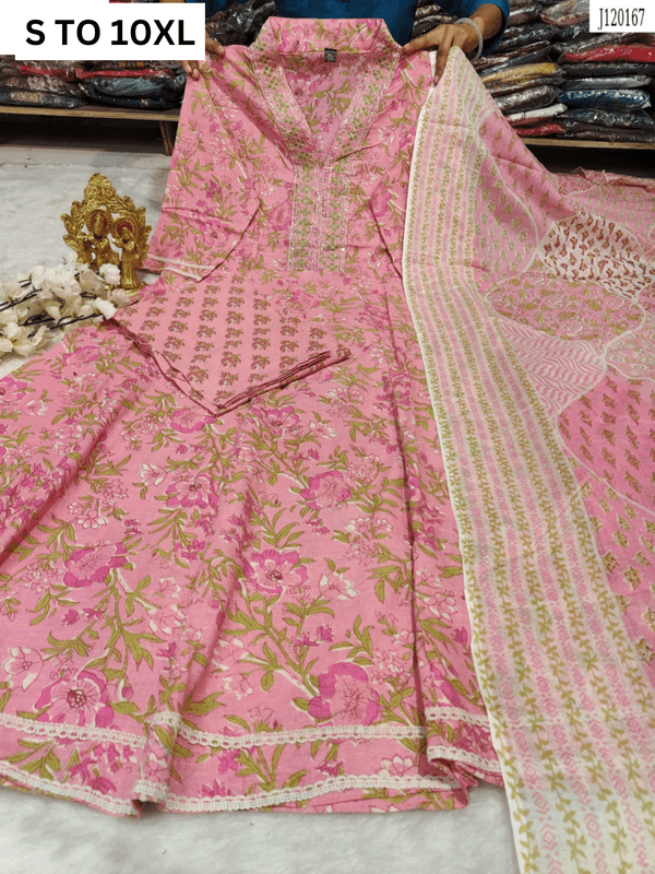 HEAVY ANARKALI KURTA PANT DUPATTA S TO 10XL - DESIGN 19 - VASTRA COLLECTION