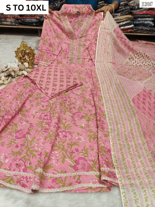 HEAVY ANARKALI KURTA PANT DUPATTA S TO 10XL - DESIGN 19 - VASTRA COLLECTION