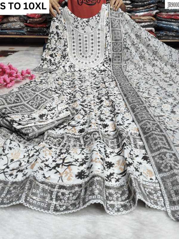 HEAVY ANARKALI KURTA PANT DUPATTA S TO 10XL - DESIGN 2 - VASTRA COLLECTION