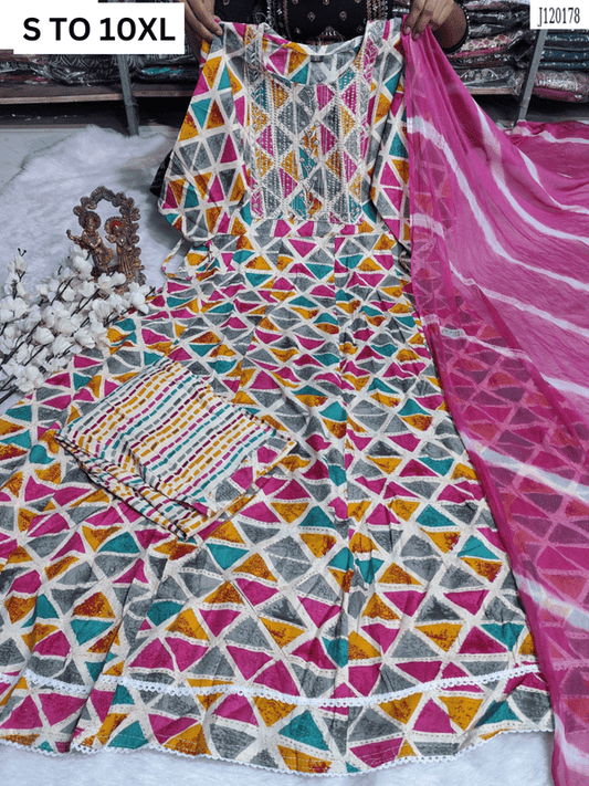 HEAVY ANARKALI KURTA PANT DUPATTA S TO 10XL - DESIGN 20 - VASTRA COLLECTION