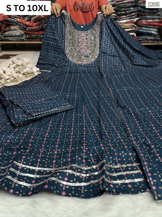 HEAVY ANARKALI KURTA PANT DUPATTA S TO 10XL - DESIGN 21 - VASTRA COLLECTION