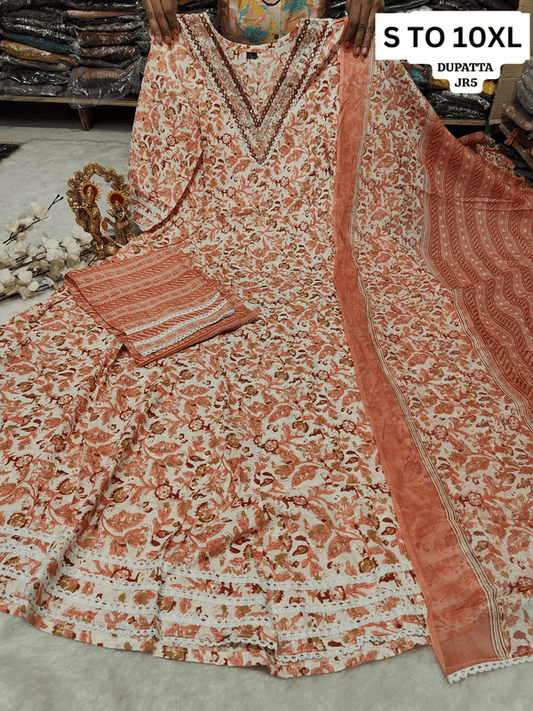 HEAVY ANARKALI KURTA PANT DUPATTA S TO 10XL - DESIGN 22 - VASTRA COLLECTION