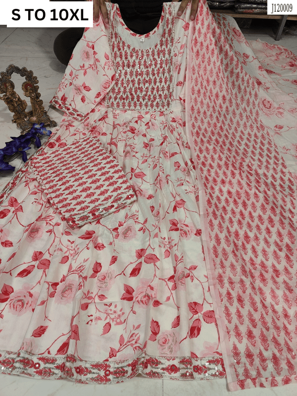 HEAVY ANARKALI KURTA PANT DUPATTA S TO 10XL - DESIGN 25 - VASTRA COLLECTION