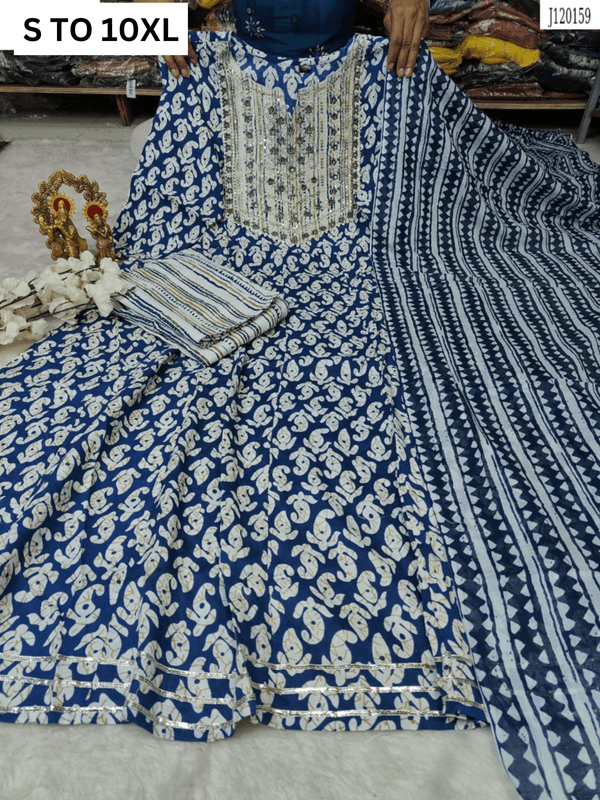 HEAVY ANARKALI KURTA PANT DUPATTA S TO 10XL - DESIGN 27 - VASTRA COLLECTION