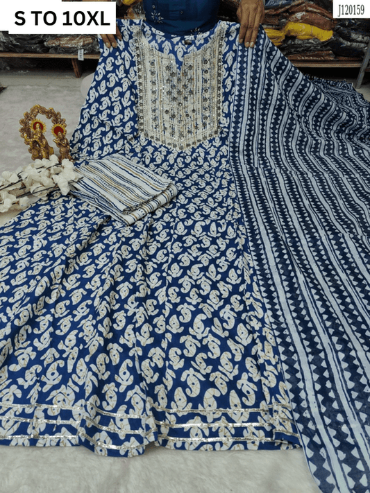 HEAVY ANARKALI KURTA PANT DUPATTA S TO 10XL - DESIGN 27 - VASTRA COLLECTION