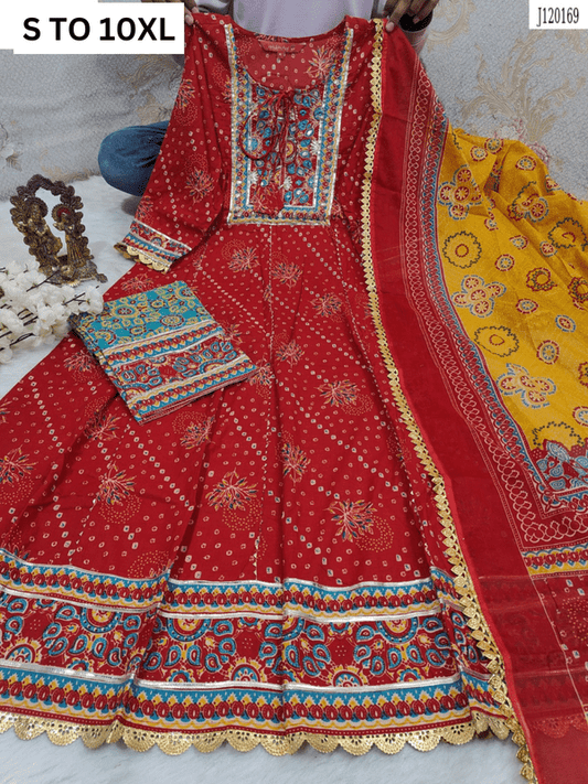 HEAVY ANARKALI KURTA PANT DUPATTA S TO 10XL - DESIGN 28 - VASTRA COLLECTION