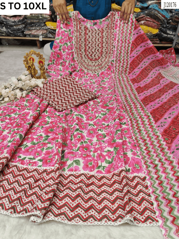 HEAVY ANARKALI KURTA PANT DUPATTA S TO 10XL - DESIGN 3 - VASTRA COLLECTION