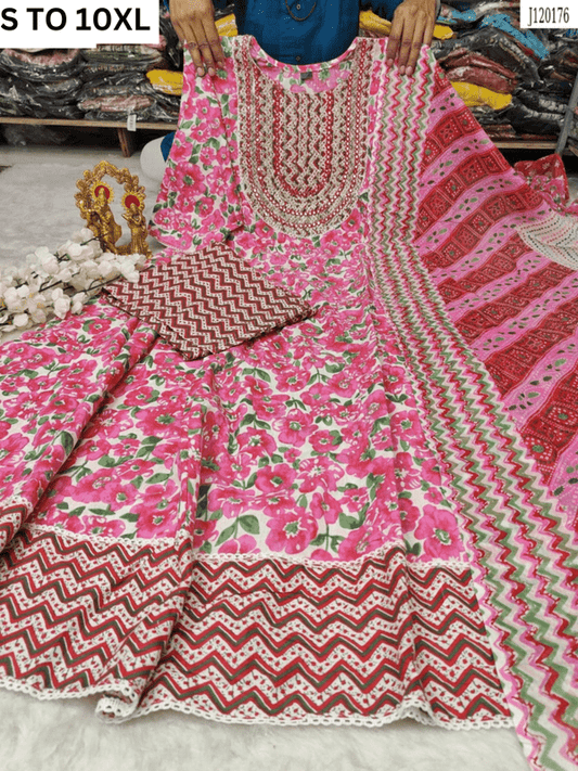 HEAVY ANARKALI KURTA PANT DUPATTA S TO 10XL - DESIGN 3 - VASTRA COLLECTION