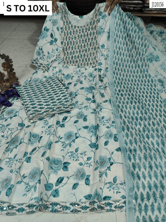 HEAVY ANARKALI KURTA PANT DUPATTA S TO 10XL - DESIGN 30 - VASTRA COLLECTION