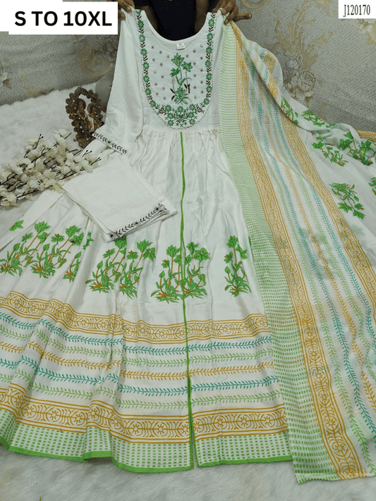 HEAVY ANARKALI KURTA PANT DUPATTA S TO 10XL - DESIGN 31 - VASTRA COLLECTION