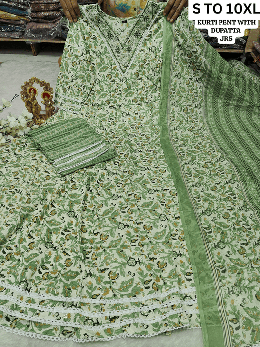 HEAVY ANARKALI KURTA PANT DUPATTA S TO 10XL - DESIGN 33 - VASTRA COLLECTION