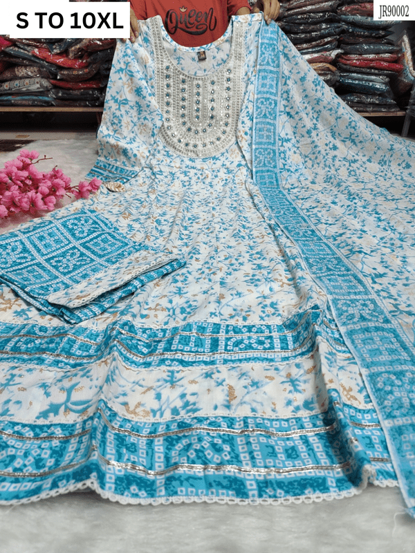 HEAVY ANARKALI KURTA PANT DUPATTA S TO 10XL - DESIGN 35 - VASTRA COLLECTION