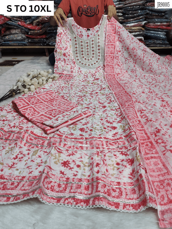 HEAVY ANARKALI KURTA PANT DUPATTA S TO 10XL - DESIGN 36 - VASTRA COLLECTION