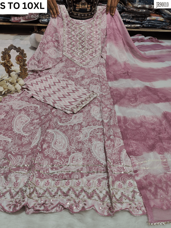 HEAVY ANARKALI KURTA PANT DUPATTA S TO 10XL - DESIGN 37 - VASTRA COLLECTION