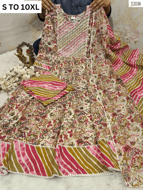 HEAVY ANARKALI KURTA PANT DUPATTA S TO 10XL - DESIGN 4 - VASTRA COLLECTION