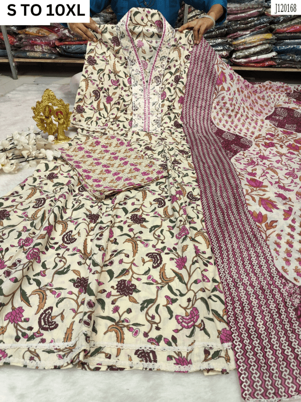 HEAVY ANARKALI KURTA PANT DUPATTA S TO 10XL - DESIGN 5 - VASTRA COLLECTION