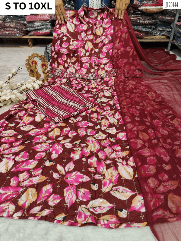 HEAVY ANARKALI KURTA PANT DUPATTA S TO 10XL - DESIGN 6 - VASTRA COLLECTION