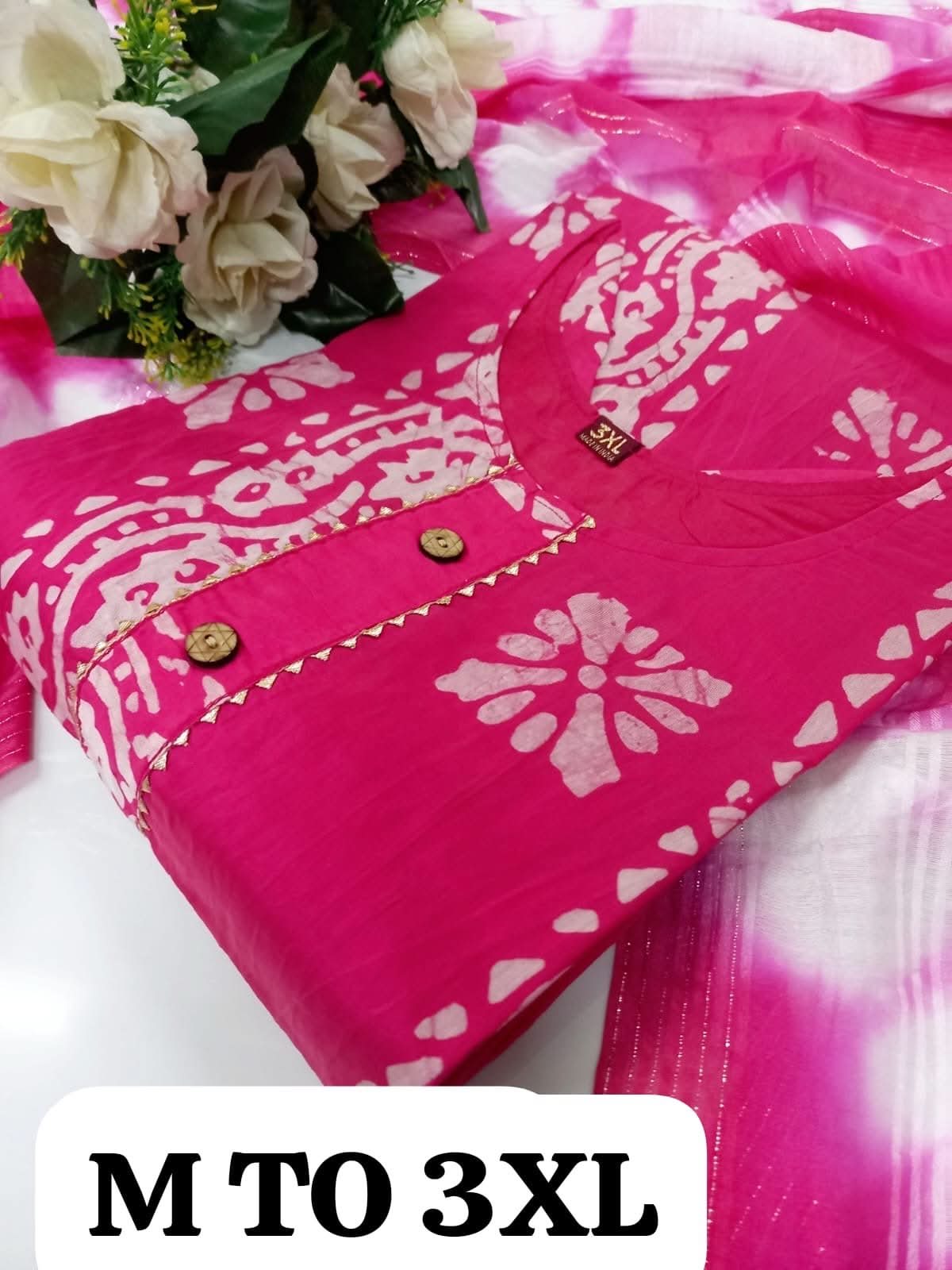 HEAVY MUSLIN COTTON SOFT KURTA DUPATTA S TO 3XL - VASTRA COLLECTION